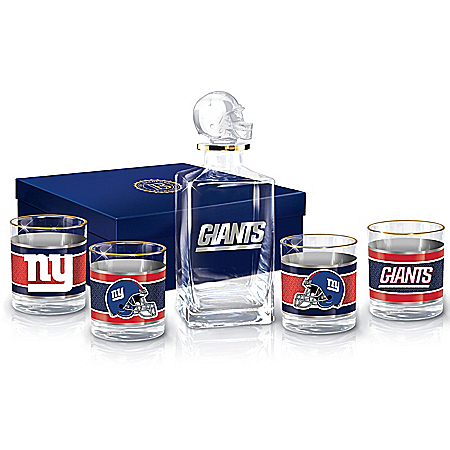 New York Giants NFL Glass Decanter Set