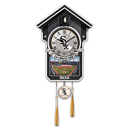 MLB Licensed Chicago White Sox Cuckoo Wall Clock With Bird In Baseball Cap