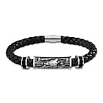 Buy Spirit Of The Wilderness Howling Wolf Men's Leather Bracelet With Magnetic Clasp