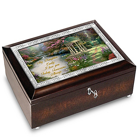 Daughter Music Box with Sentiment Personalized with Name and Thomas Kinkade Art