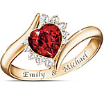 Buy 18K Gold-Plated Sweetheart Personalized Ring With Diamonesk Gemstones