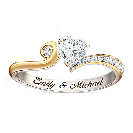 You Make My Heart Smile Personalized Ring With Diamonesk Heart – Personalized Jewelry