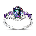 Buy Alluring Beauty Women's Mystic Topaz Ring With Amethyst And White Topaz