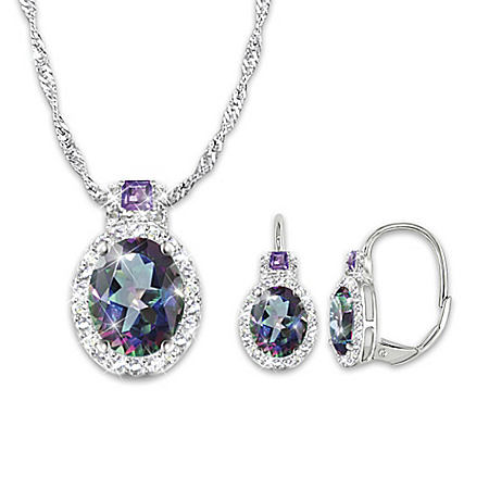 Alluring Beauty Mystic Topaz Necklace And Earrings Set