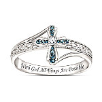 Buy Heavenly Grace Blue Diamond Cross Ring