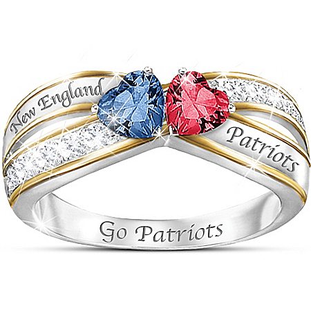 NFL Heart Of New England Patriots Women’s Crystal Ring