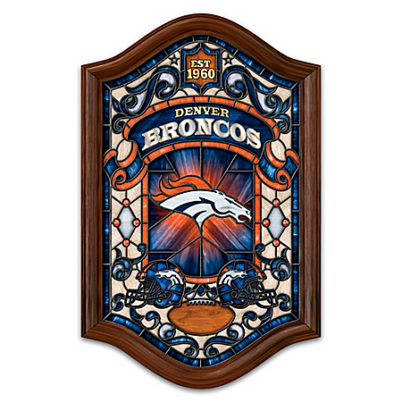 Denver Broncos Illuminated Handcrafted Stained Glass Wall Decor