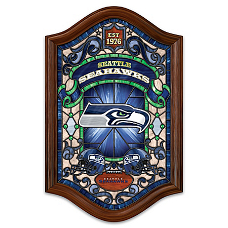 Seattle Seahawks Illuminated Wood Frame Stained-Glass Wall Decor