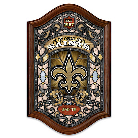 New Orleans Saints Illuminated Wood Frame Stained Glass Wall Decor