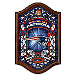 Buy New England Patriots Illuminated Wood Frame Stained-Glass Wall Decor