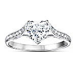 Buy Auction Collection Love At First Sight Heart-Shaped Sterling Silver Diamonesk Women's Ring