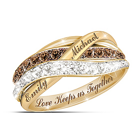 Together In Love Personalized Mocha And White Diamonds Women’s Ring – Personalized Jewelry
