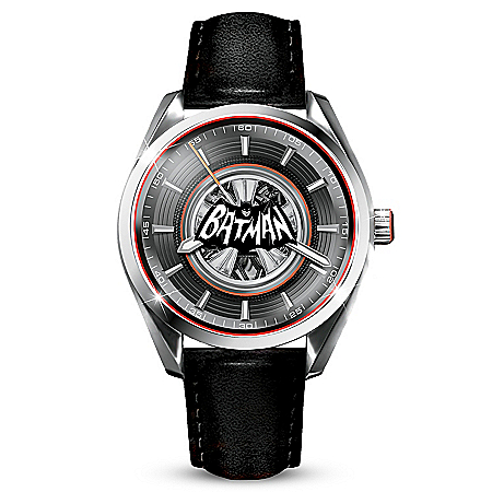 BATMAN Stainless Steel Men’s Watch With Black Leather Strap