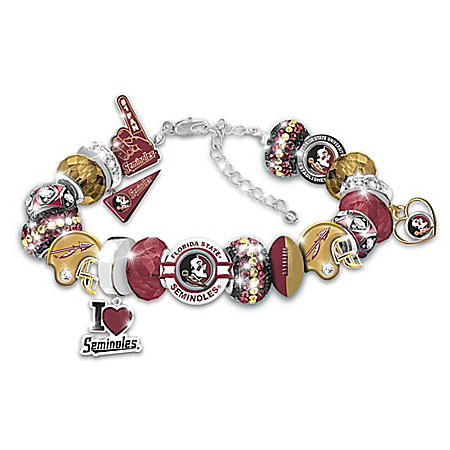Florida State Seminoles Charm Bracelet: Team Color Crystal and Enameling Charms