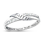Buy The Faith Sterling Silver Engraved Diamond Women's Ring