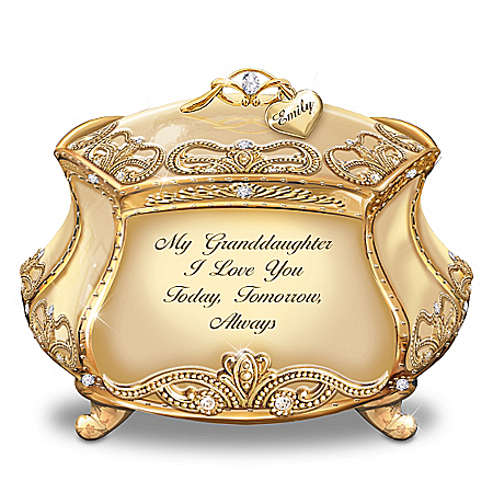 Granddaughter, I Love You Personalized Heirloom Porcelain Music Box