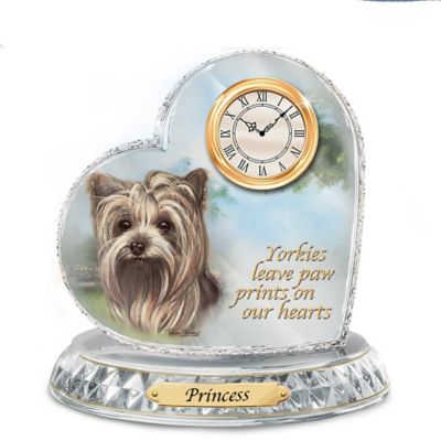 Buy Pollyanna Pickering Yorkie Crystal Heart Personalized Decorative Dog Clock