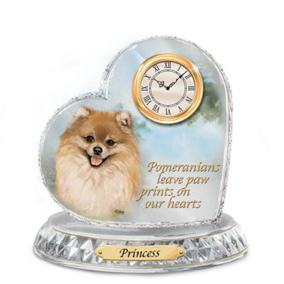 Buy Linda Picken Pomeranian Crystal Heart Personalized Decorative Dog Clock