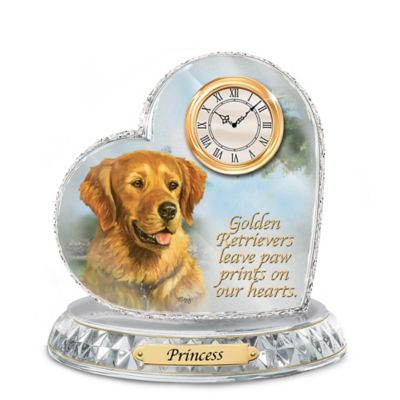 Buy Golden Retriever Crystal Heart Personalized Decorative Dog Clock