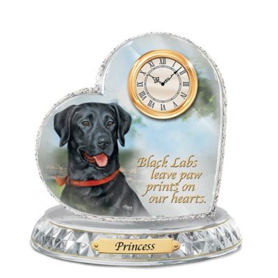 Buy Black Labrador Crystal Heart Personalized Decorative Dog Clock