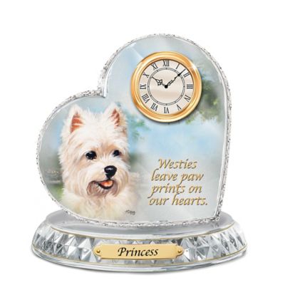 Buy Westie Crystal Heart Personalized Decorative Dog Clock