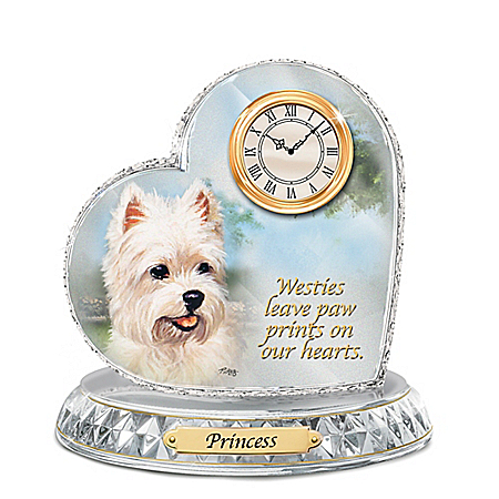 Westie Crystal Heart Personalized Decorative Dog Clock