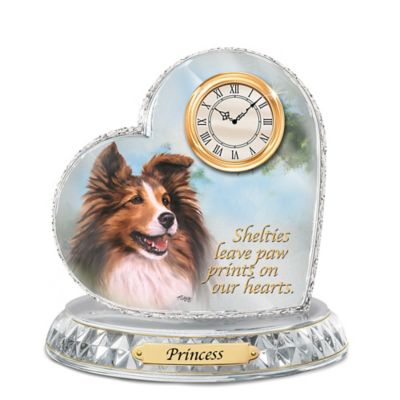 Buy Sheltie Crystal Heart Personalized Decorative Dog Clock