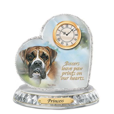 Buy Boxer Crystal Heart Personalized Decorative Dog Clock