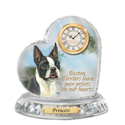 Buy Boston Terrier Crystal Heart Personalized Decorative Dog Clock