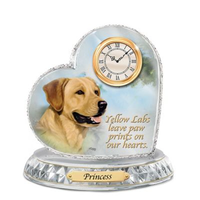 Buy Yellow Labrador Crystal Heart Personalized Decorative Dog Clock