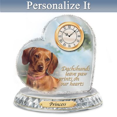 Buy Linda Picken Dachshund Crystal Heart Personalized Decorative Dog Clock