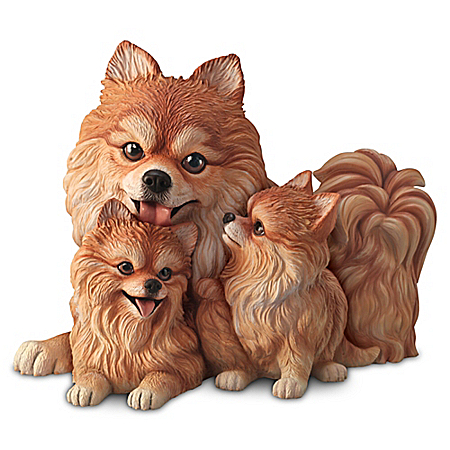 Pomeranian Kisses Lifelike Dog Sculpture