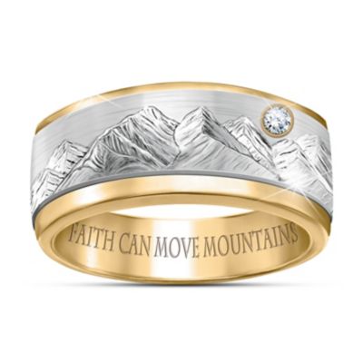 Buy Faith Can Move Mountains Inspirational Men's Diamond Spinning Ring