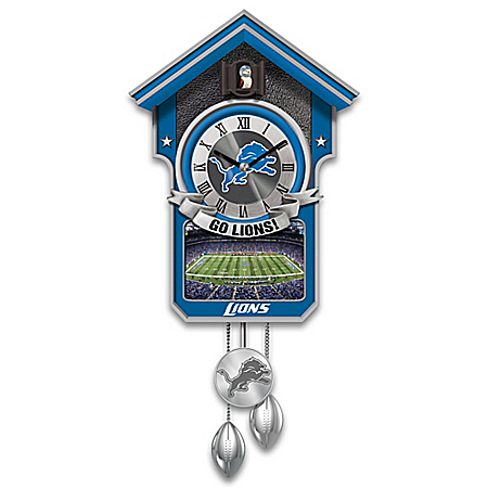 Detroit Lions Cuckoo Clock With Image Of Ford Field
