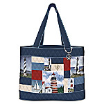 Buy Light Of The Sea Women's Quilted Tote Bag With Lighthouses