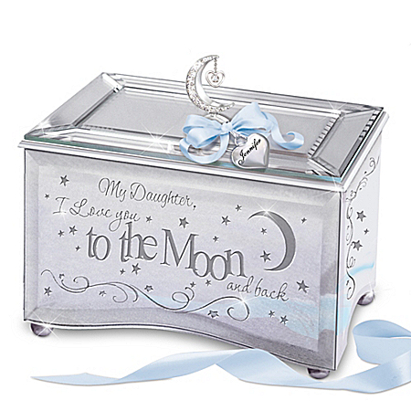 My Daughter, I Love You To The Moon Personalized Mirrored Music Box