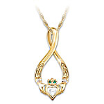 Buy Infinity Claddagh And Peridot Gemstone Pendant Necklace