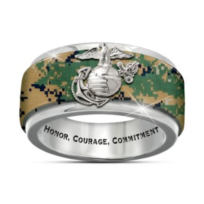 Buy USMC Pride Engraved Men's Camo Spinning Ring