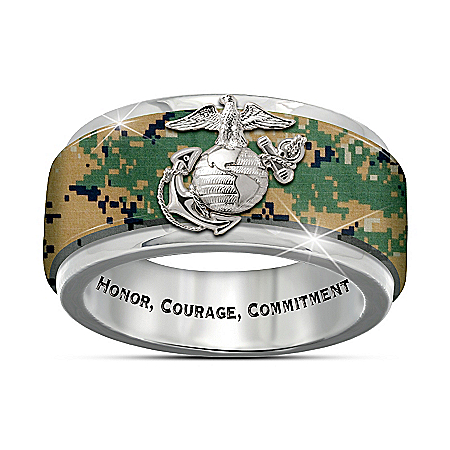 USMC Pride Engraved Men’s Camo Spinning Ring