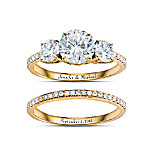 Buy Today, Tomorrow, Always Personalized Diamonesk 18K Gold-Plated Bridal Ring Set