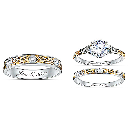 Irish Trinity Knot His & Hers Personalized Wedding Ring Set – Personalized Jewelry