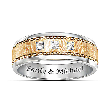 Timeless Love Personalized Men’s Two Tone Diamond Ring – Personalized Jewelry