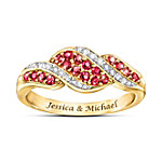 Buy Lavish 18K Gold Plated Romance Ruby & Diamond Personalized Ring