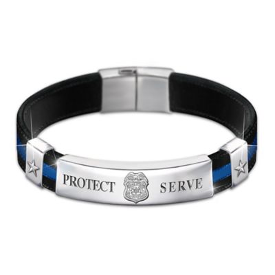 Buy In The Line Of Duty Leather And Stainless Steel Bracelet