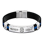 Buy In The Line Of Duty Leather And Stainless Steel Bracelet