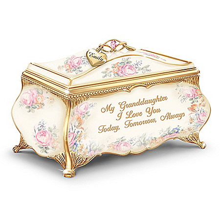 My Granddaughter, I Love You Personalized Heirloom Porcelain Music Box