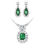 Buy Hollywood Romance Diamonesk Simulated Emerald And Diamonds Necklace & Earrings Set