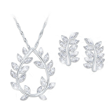 Bob Mackie Women’s Diamonesk Simulated Diamond Pendant Necklace and Earrings Set