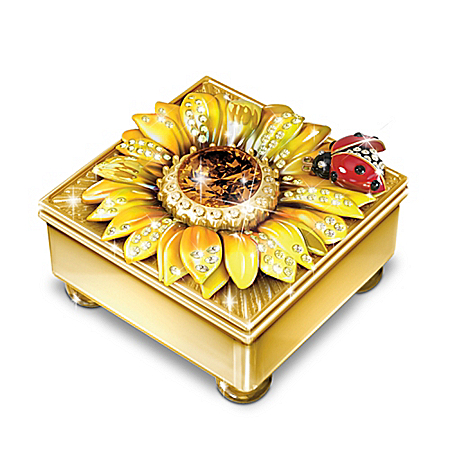 Granddaughter Mini Treasures Personalized 22K Gold-Plated Flower Music Box