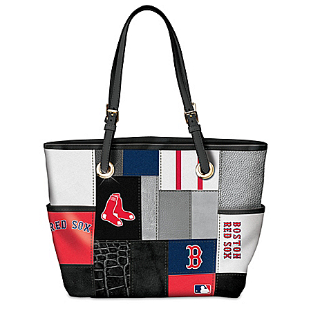 Boston Red Sox MLB Patchwork Tote Bag With Team Logos